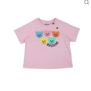 Moschino Pink Tee with Colorful Bear Design